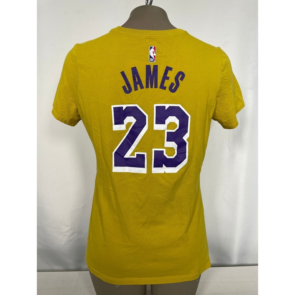 LeBron James #23 Los Angeles Lakers NBA Nike Gold Jersey T-Shirt Women's MEDIUM